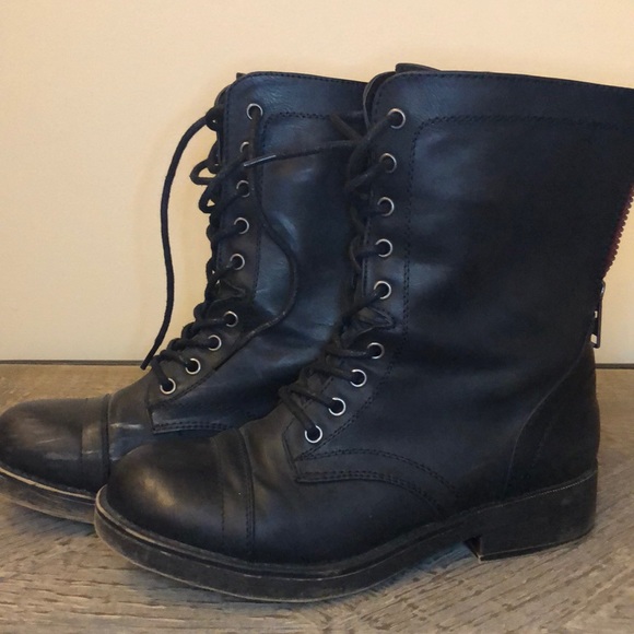 Madden Girl Shoes - Women’s Madden Girl Leather Combat Boots Size 8